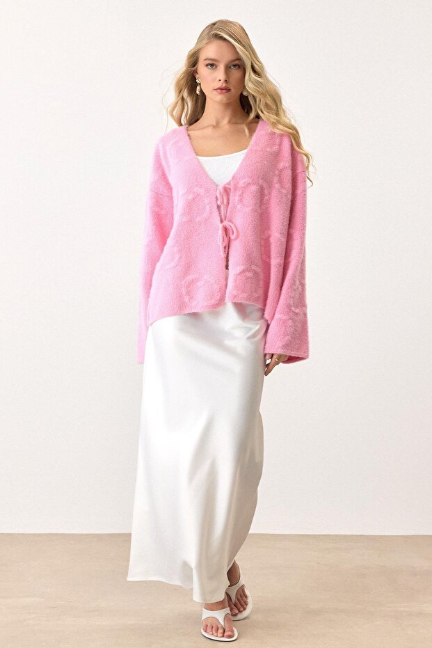 Pink Pinterest Style Cardigan Tie-Up New