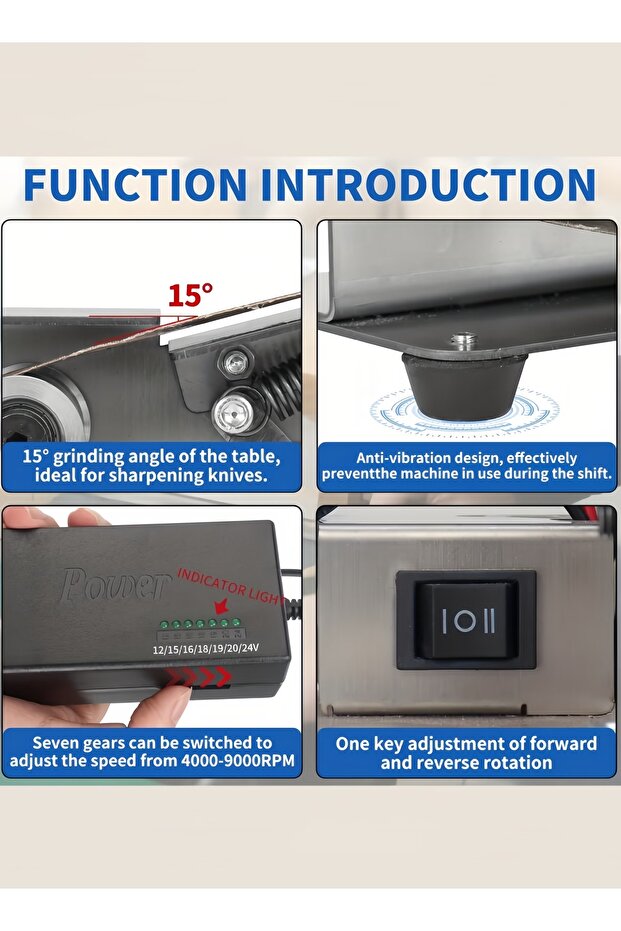 Electric Sharpener with 7-Speed, Tool Sharpening System- Polishing, Buffing & Rust Removal Function - 4