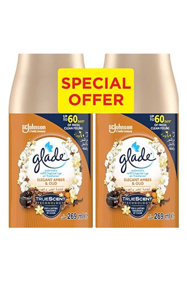 Automatic Air Freshener Refills – Elegant Amber & Oud Scent, 2 x 269ml