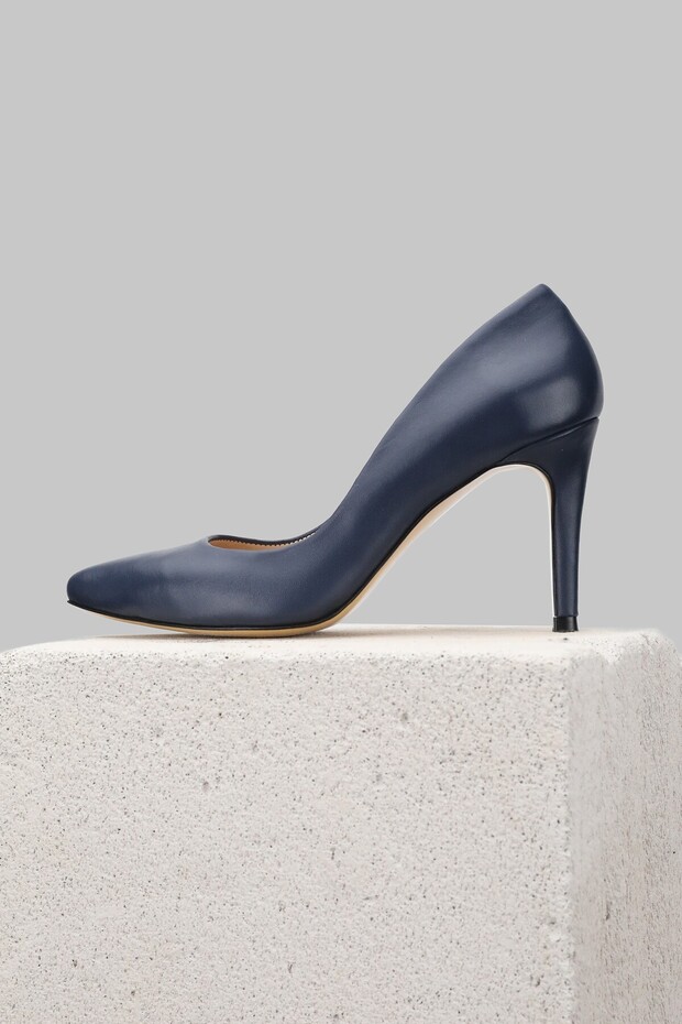 Women's Dark Blue Genuine Leather Size 35-41 Heel Stiletto Shoes