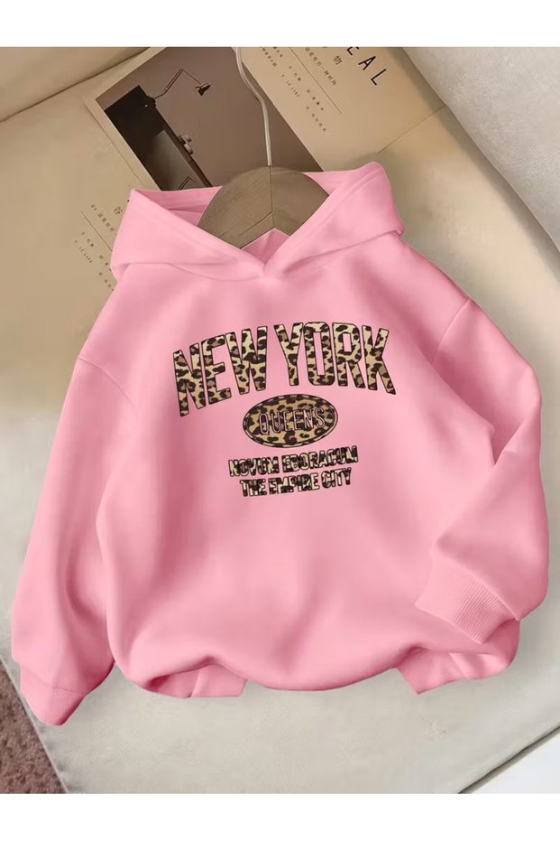 Winter Hooded Sweatshirt, Children's Leopard New York