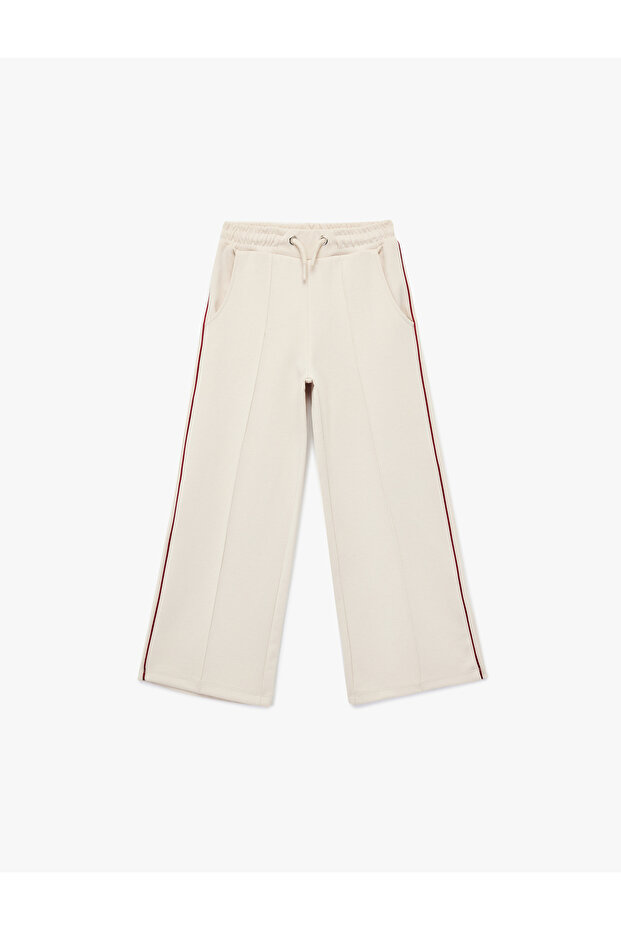 Cotton Wide-Leg Sweatpants with Lace-Up Waist and Pockets