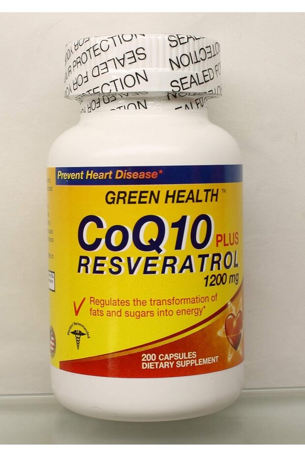 Co-Q10 Plus Resveratrol 1200 mg 200 Capsules Dietary Supplement