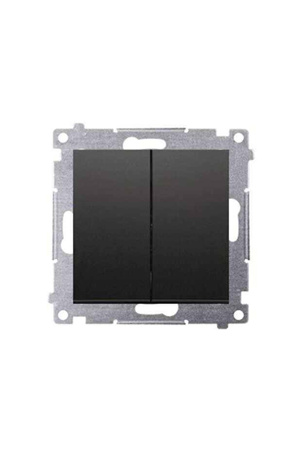Double pushbutton without pictogram, 10AX 250V module, quick connectors, matt black, Simon54 - 1