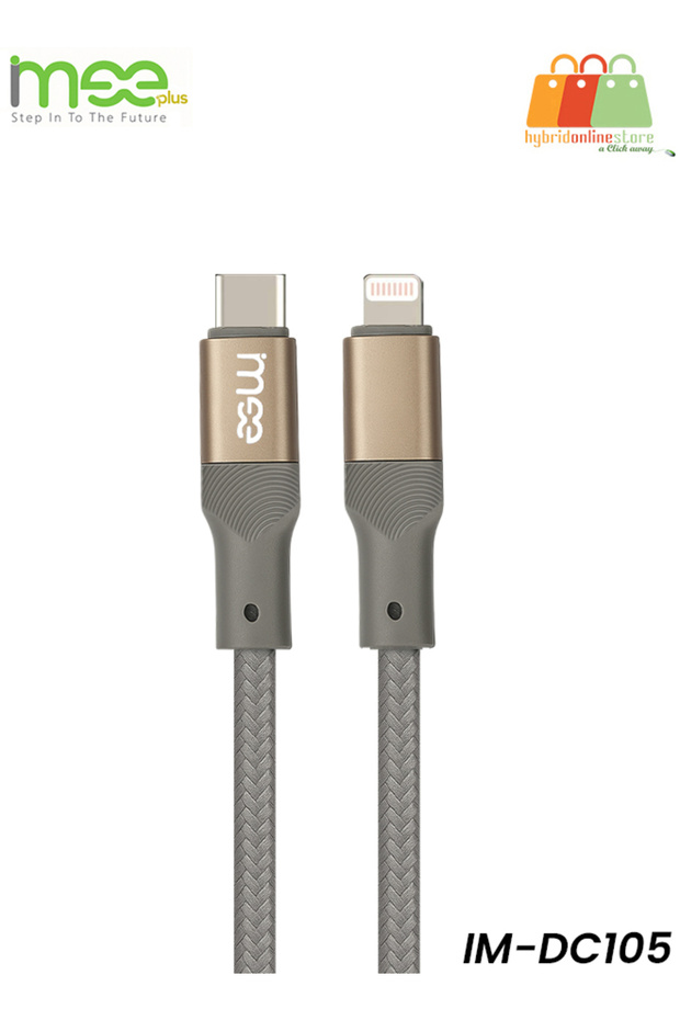 كابل PLUS IM-DC105 USB-C إلى Lightning بقوة 35 واط، بطول 1.2 متر، مزود بتقنية PD للشحن السريع، سلك مضفر متين