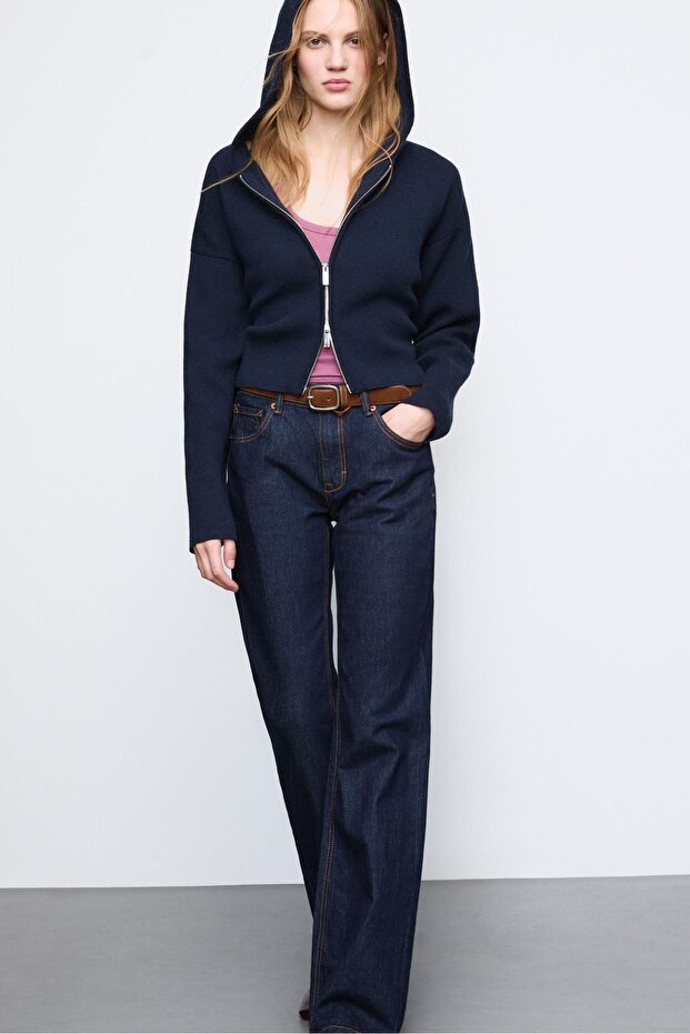 D68 kemerli bootcut jean - 2