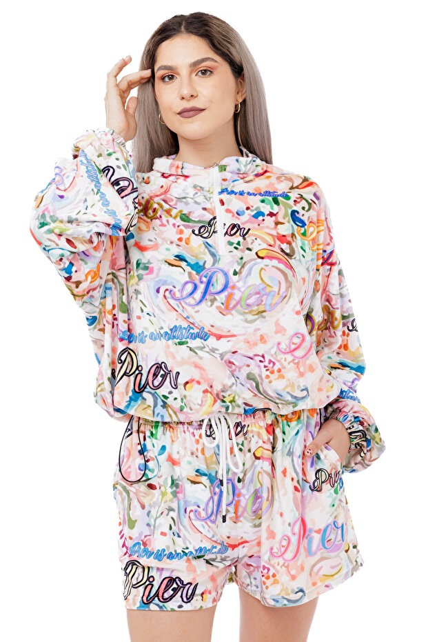 Trening catifea print multicolor - 1