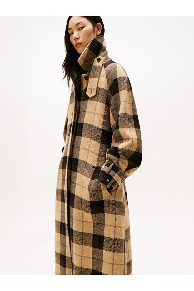 WOOL CHECK BELTED RLX COAT - 4