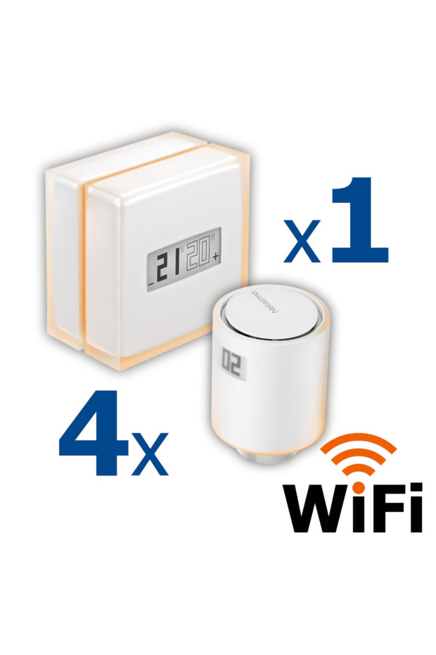 Room thermostat kit and 4 smart thermostat heads for Netatmo radiator, WI-FI, with digital display... - 1