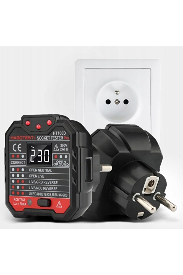 POWER SOCKET TESTER ELECTRICITY METER LCD DISPLAY RCD TEST LED - 8