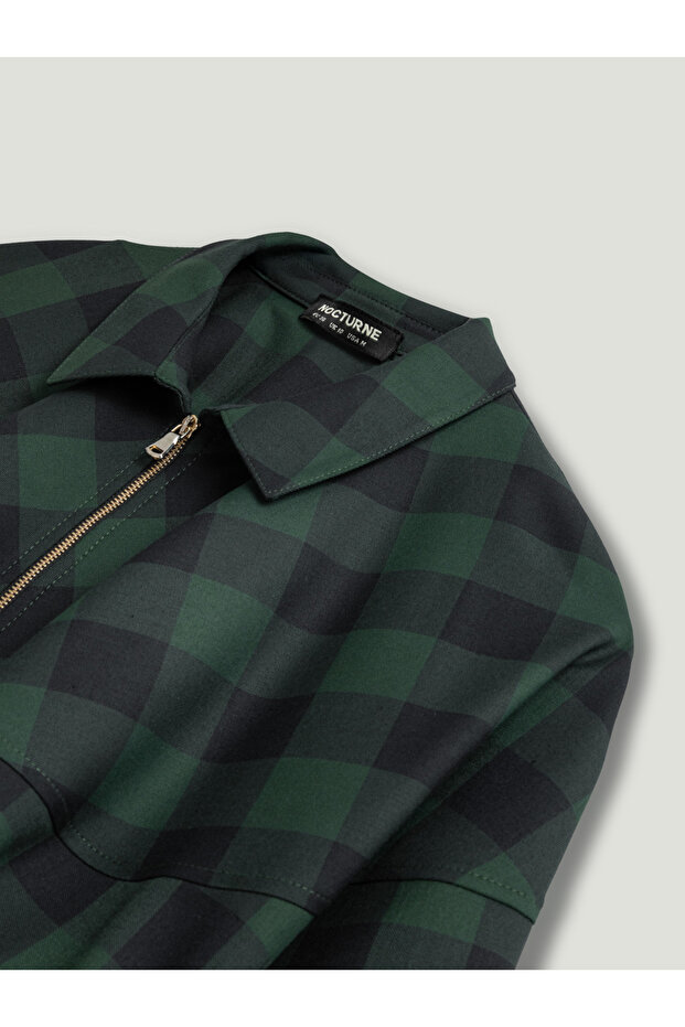 Kareli Dökümlü Ceket - 8