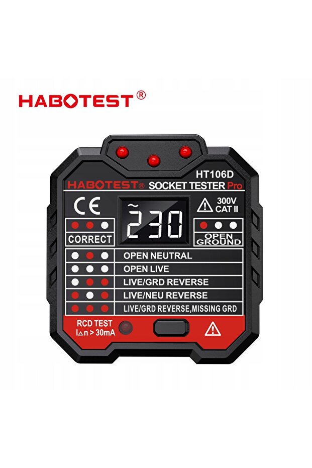 POWER SOCKET TESTER ELECTRICITY METER LCD DISPLAY RCD TEST LED - 2