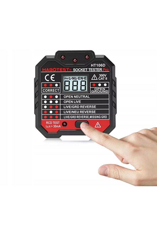 POWER SOCKET TESTER ELECTRICITY METER LCD DISPLAY RCD TEST LED - 7