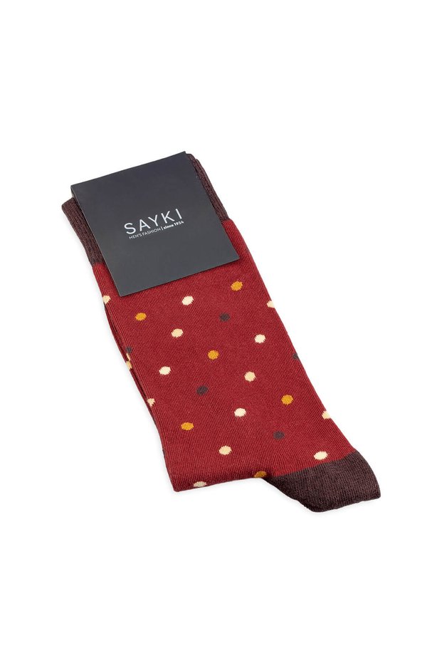 Burgundy Polka Dot Cotton Socks