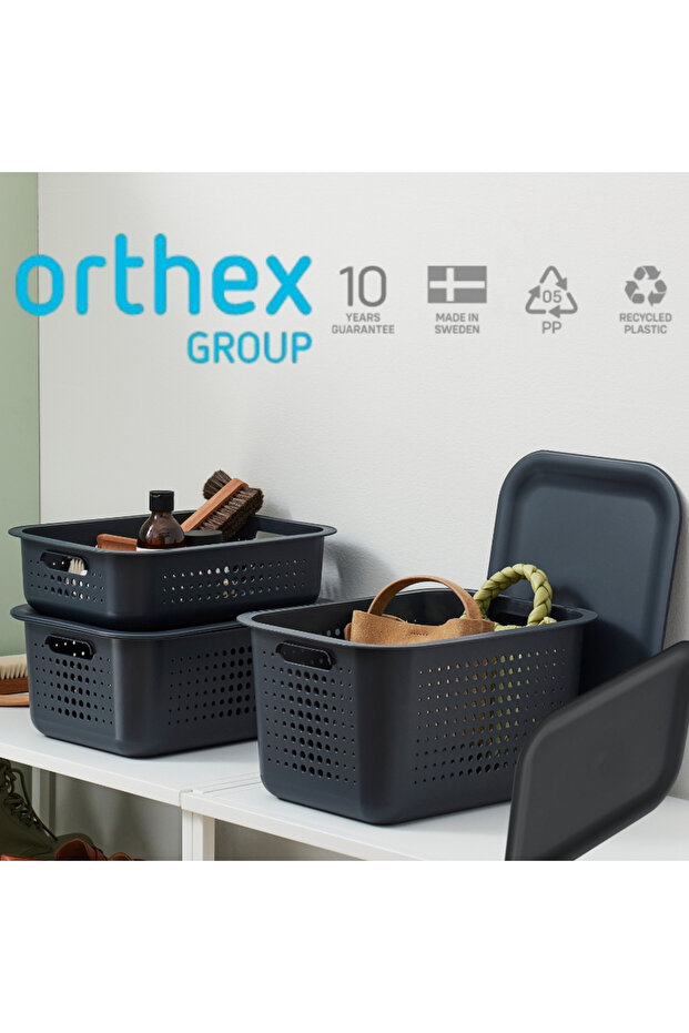 Set of 3 SmartStore Recycled boxes, Gray, different sizes, with lid - 1