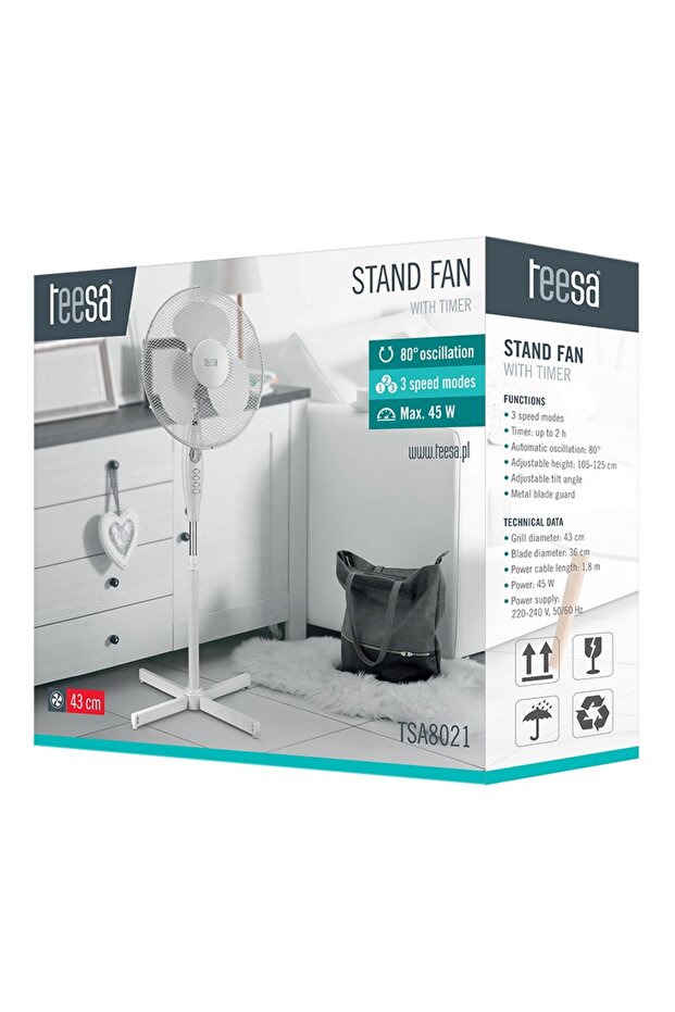 Adjustable Timer Foot Fan 45W - 7