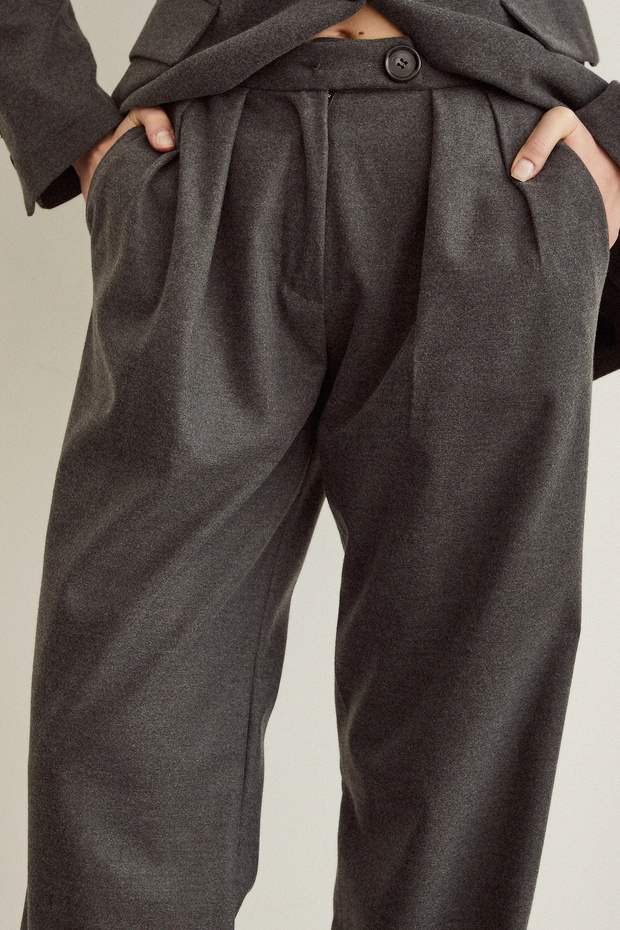 Pileli Kumaş Panolon Gri - 5