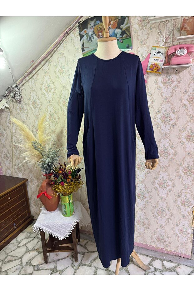 Long Sleeve Printed Pocket Long Women's Dress