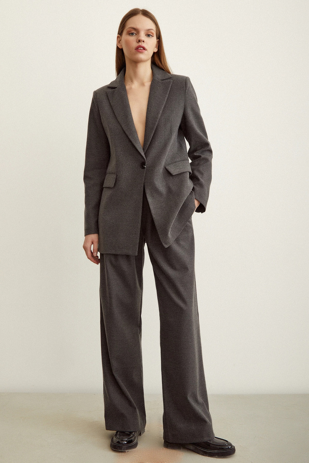 Pileli Kumaş Panolon Gri - 1