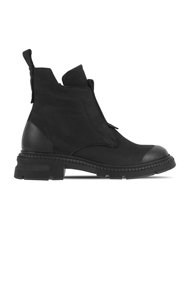 Marvelous Women's Genuine Leather Nubuck Zippered Boots with Front Panel Detail (4200)