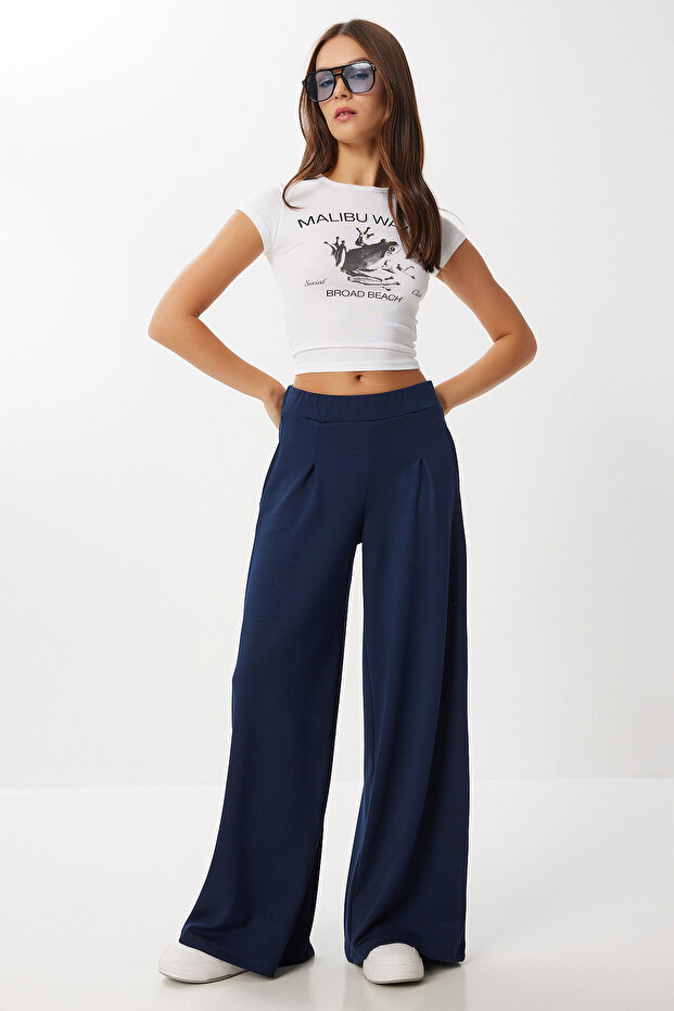 Yumuşak Modal Pileli Eşofman Altı LUB0275 LACİVERT - 1