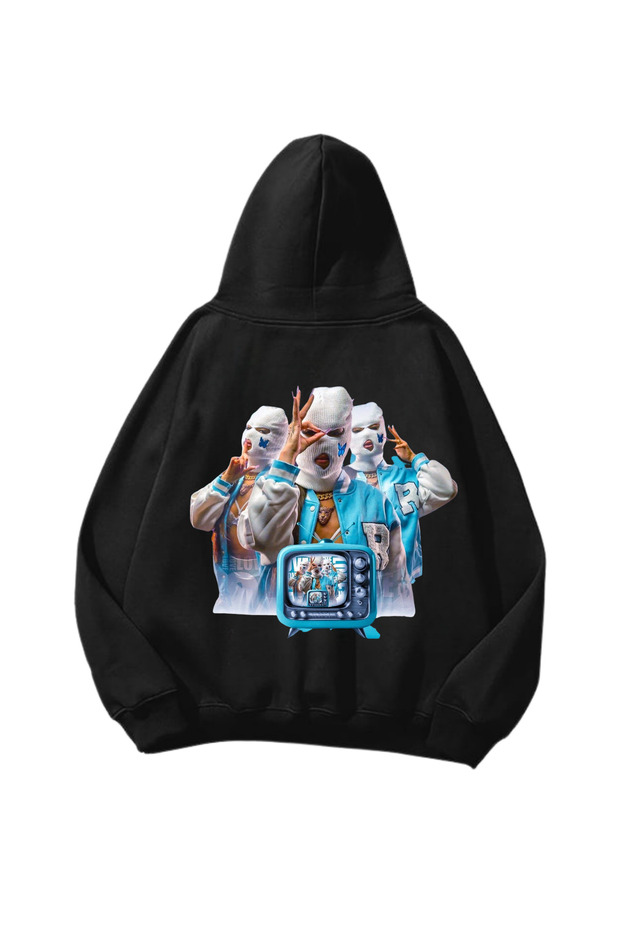 Gang Clown Printed Black Oversize Unisex Hoodie Sweatshirt