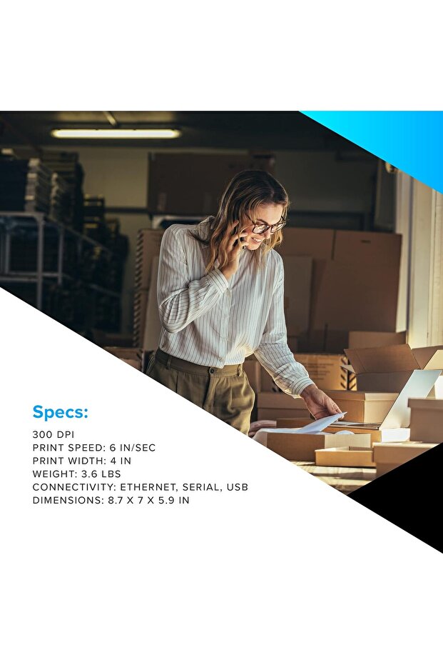 ZEBRA ZD621 Direct Thermal Desktop Printer - 300 dpi, 4-inch Print Width, USB/Serial/Ethernet - 6