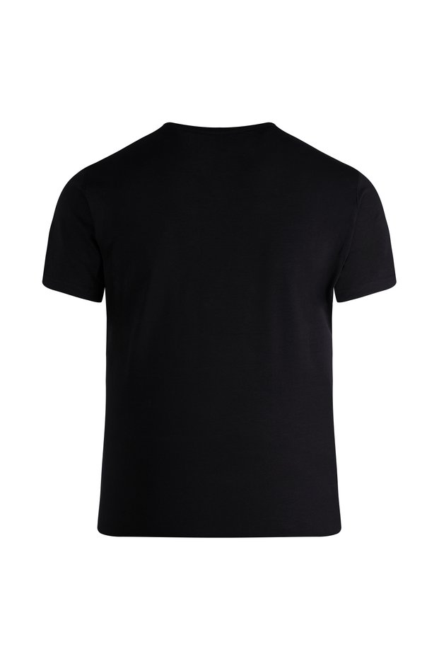 Black Regular Fit Crew Neck Cotton T-Shirt