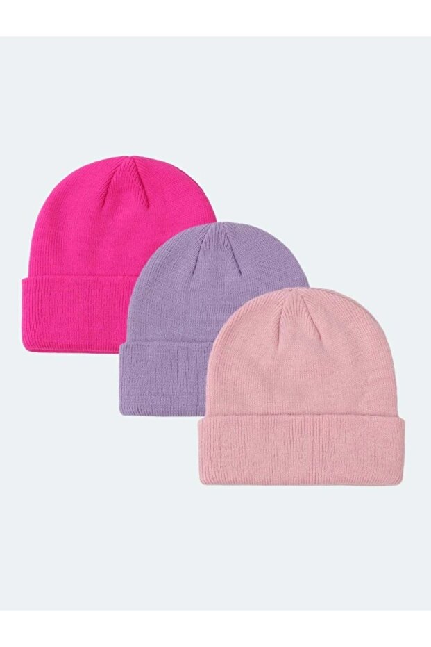 Unisex Folded Black, White, Gray 3-Piece Beret Set