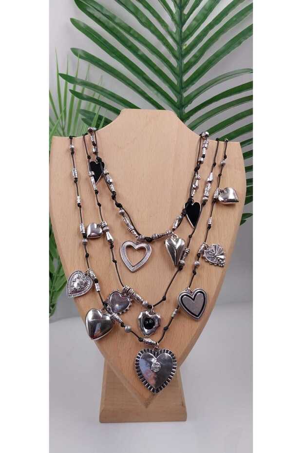 Brand Model Silver Color Charmlı Necklace