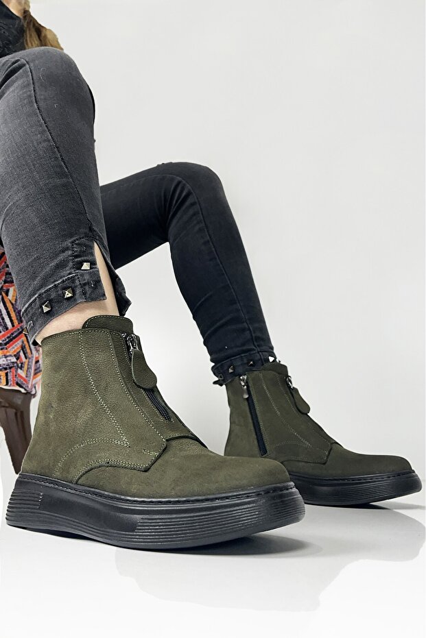 Genuine Leather Women's Daily Zippered Boots Dc2628