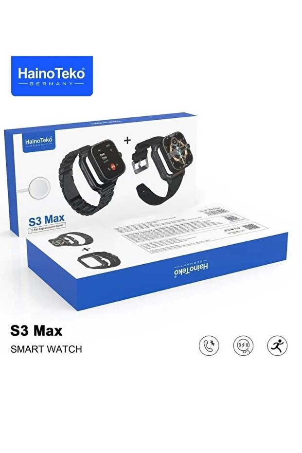 Haino Teko Germany S3 Max Smart Watch With 2 Set Strap and Dial Case and Wireless Charger For Men's - 1