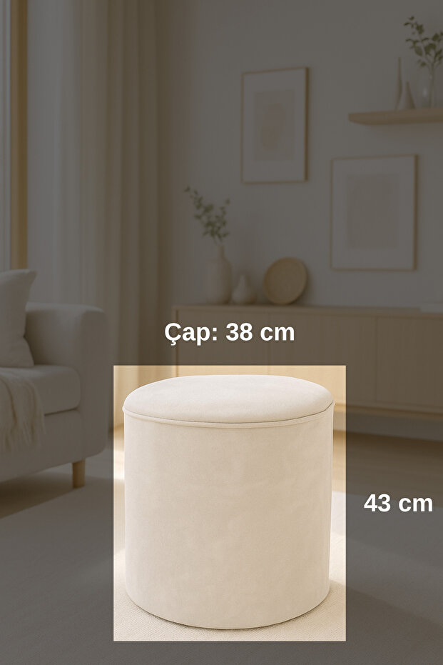 Eko Puf Yuvarlak Kadife Kumaş - 2