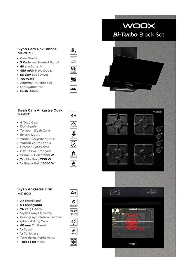 ANKASTRE 3'LÜ SET SİYAH - 2