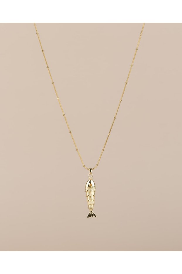 Orfina Gold Sallantılı Balık Steel Necklace