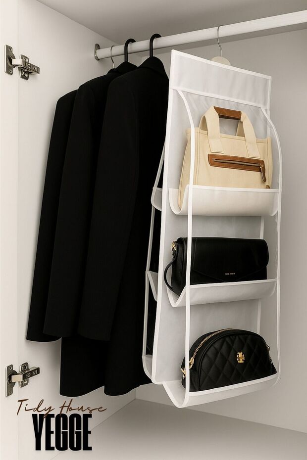 Elegans 6-Piece In-Cabinet Hanging Bag Organizer - Bag Organizer - 6-Eye Bag Hanger
