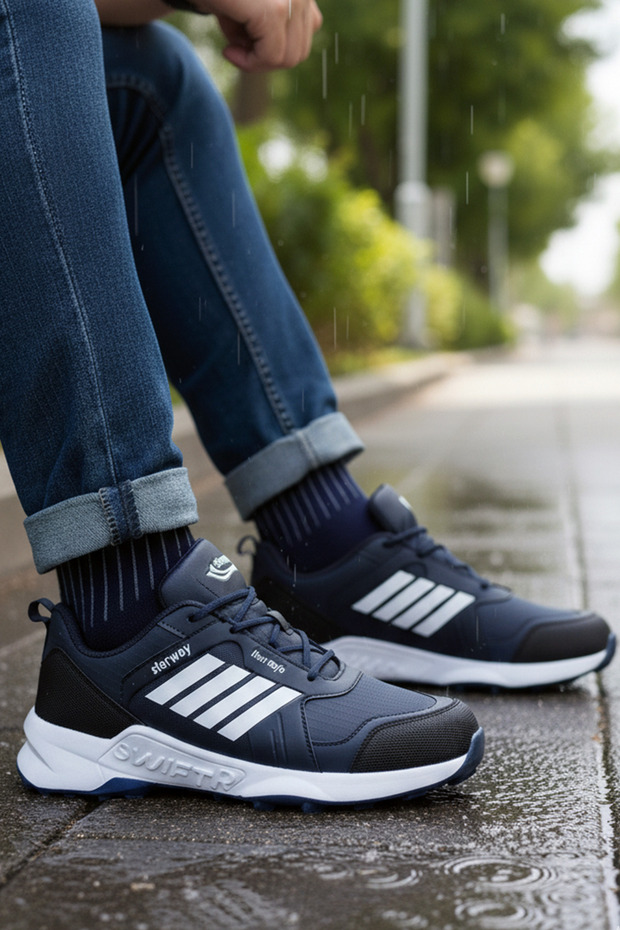 Sneaker Sports Shoes Navy Blue Daily Comfortable Quality Lace-Up Orthopedic Suitable for Winter