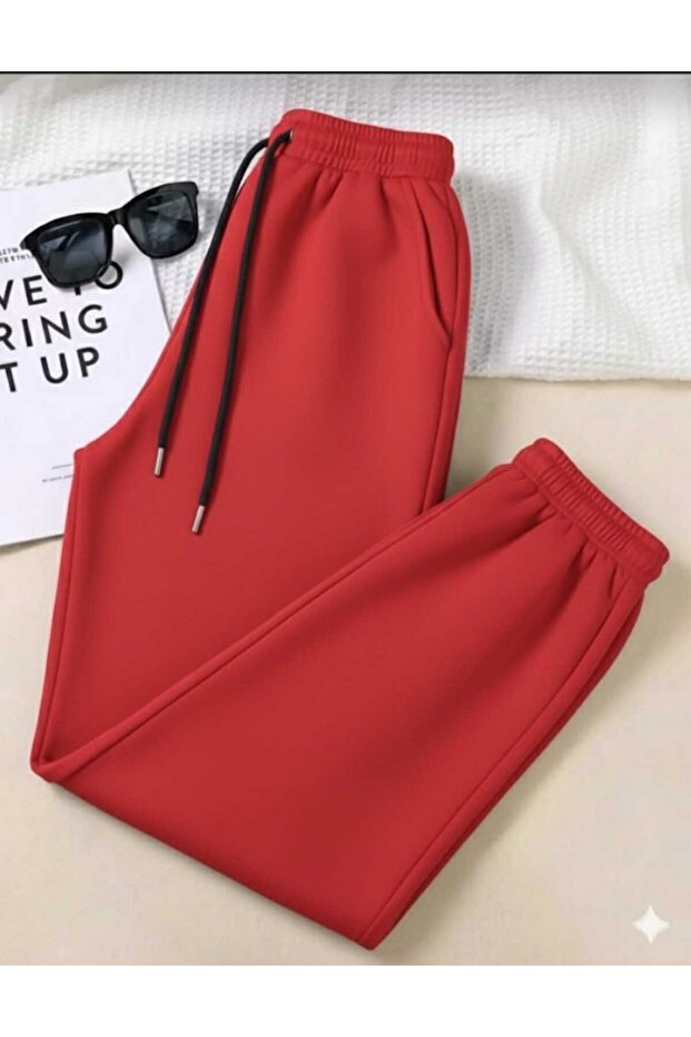 Unisex 3 Thread Raised Straight High Waist Elastic Leg Pocket Jogger Sweatpants