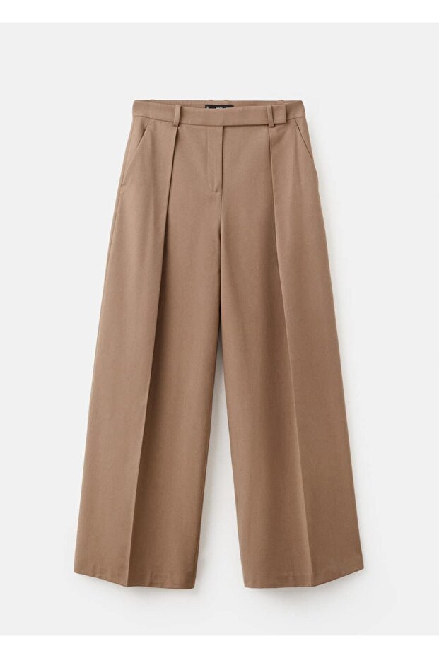 Düz paça pileli pantolon - 3