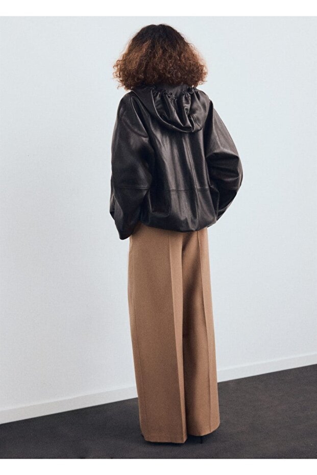 Düz paça pileli pantolon - 4