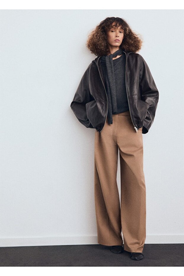 Düz paça pileli pantolon - 2