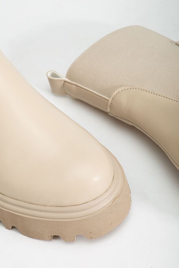 K-815 Bej Lastikli Yüksek Tabanlı Günlük Kadın Bot - 5