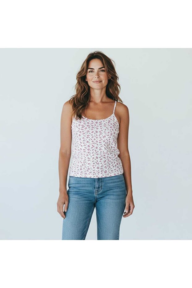 White Pink Small Patterned Rope Strap - 1