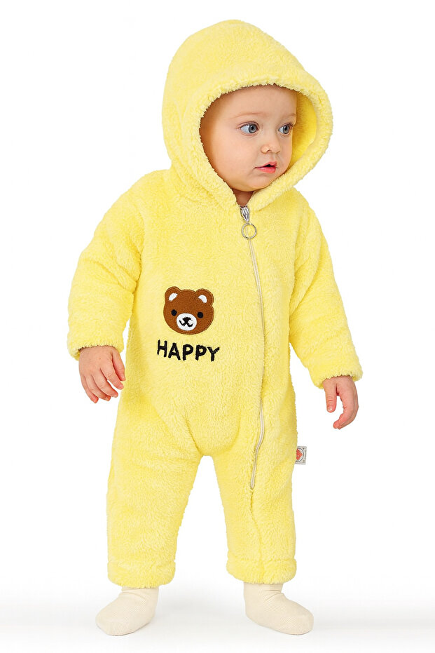 Hooded Zippered Plush Baby Romper – Soft Wellsoft Fabric, Winter Warm Romper”