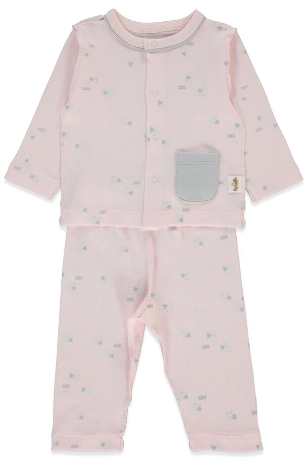 Organic Interlock Pajama Set 2-Piece (Organic Sleepy Sheepy) Pink