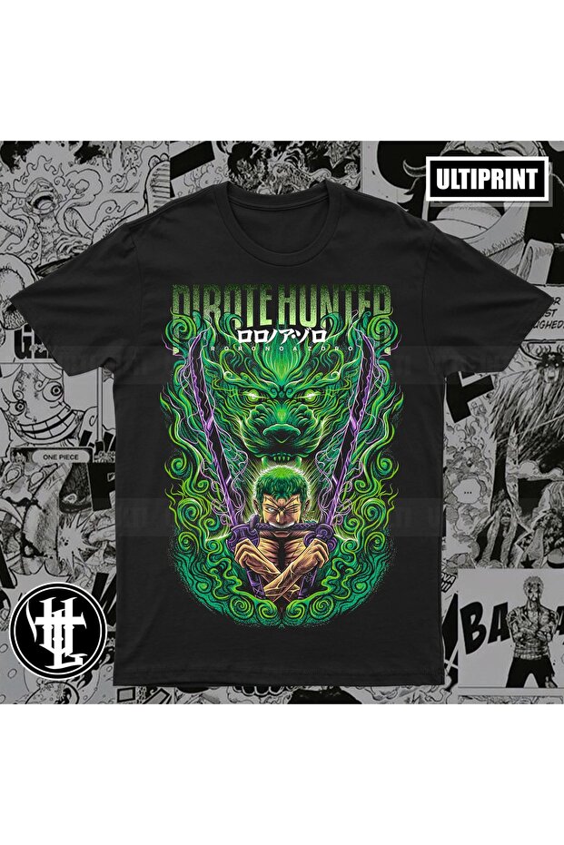 One Piece Anime Printed Unisex Black Tshirt Monkey Luffy Sanji Zoro