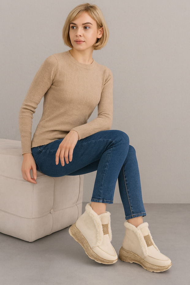 Kadın Kürklü Taşlı Bot – Günlük, İş, Davet ve Yılbaşı İçin - 4