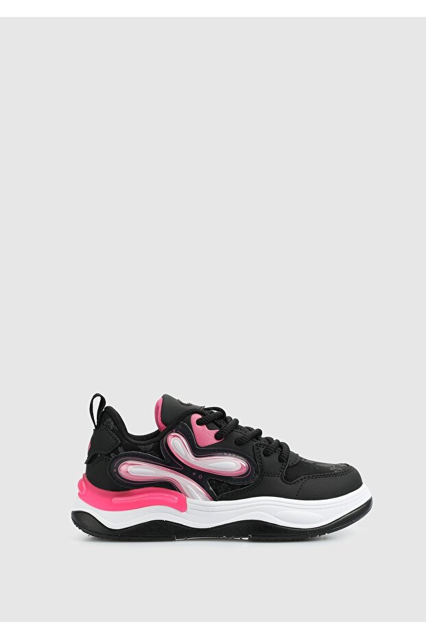 Black-Fuchsia Girls' Sneaker