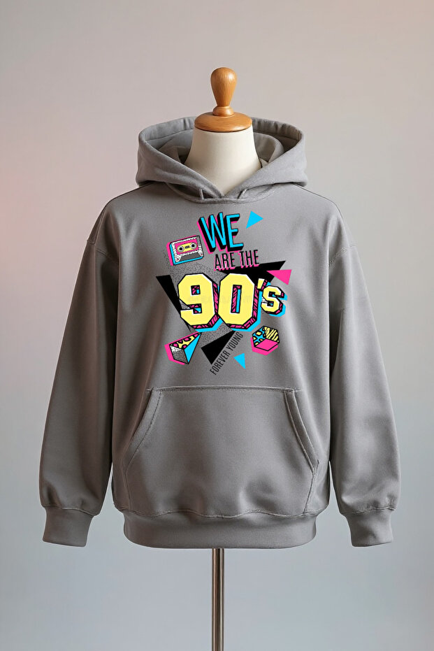 We Are the 90's Printed Cotton 3 Thread Oversize Sweatshirt