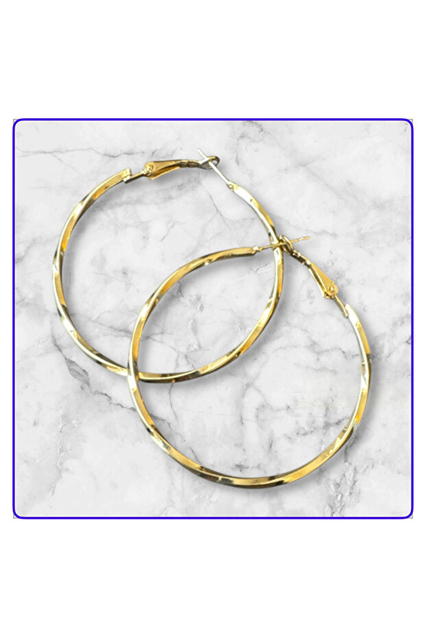 Çelik Gold Halka Küpe - 4